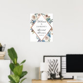 Boho Stof Bloem Roze Gouden Bruiloft Borrel Teken Poster (Thuiskantoor)