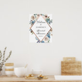 Boho Stof Bloem Roze Gouden Bruiloft Borrel Teken Poster (Keuken)
