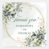 Boho Stof Groen Eucalyptus Bedankt Favor Sticker (Voorkant)