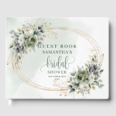 Boho Stof Groen Eucalyptus Bruidsfeest Gast  Gastenboek (Voorkant)