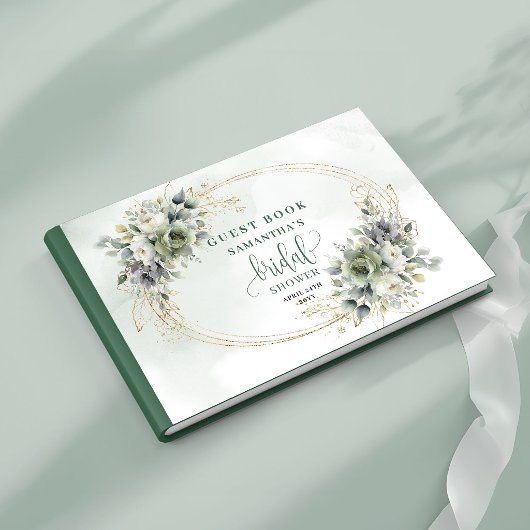 Boho Stof Groen Eucalyptus Bruidsfeest Gast  Gastenboek