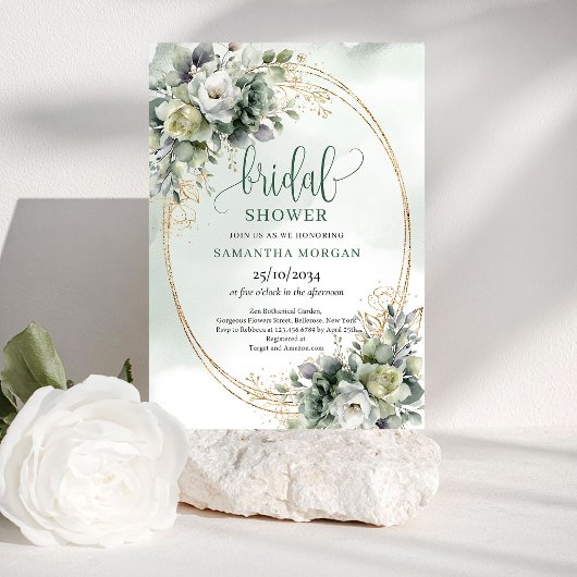 Boho Stof Groen Eucalyptus Bruiloft Feest Uitnodig Kaart