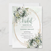 Boho Stof Groen Eucalyptus Bruiloft Feest Uitnodig Kaart (Voorkant)