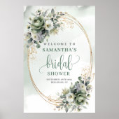 Boho Stof Groen Eucalyptus Bruiloft Feest Welkom Poster (Voorkant)