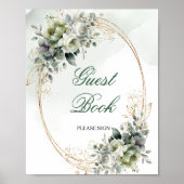 Boho Stof Groen Eucalyptus Gastboek Tafeltje Poster (Voorkant)