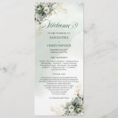 Boho Stof Groen Eucalyptus Huwelijksprogramma Programmakaart (Voorkant)