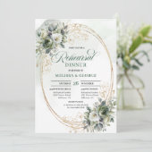 Boho Stof Groen Eucalyptus Oefenavondmaal Kaart (Staand voorkant)