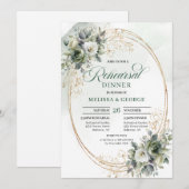 Boho Stof Groen Eucalyptus Oefenavondmaal Kaart (Voorkant / Achterkant)