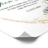 Boho Stof Groen Eucalyptus Open Bar Tafel Sign Poster (Hoek)