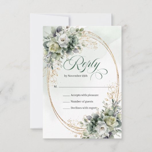 Boho Stof Groen Eucalyptus Trouw RSVP Kaart (Voorkant)