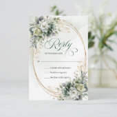 Boho Stof Groen Eucalyptus Trouw RSVP Kaart (Staand voorkant)