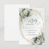 Boho Stof Groen Eucalyptus Trouw RSVP Kaart (Voorkant / Achterkant)