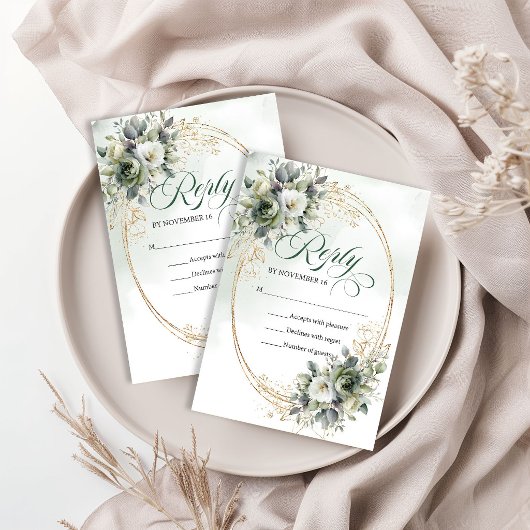 Boho Stof Groen Eucalyptus Trouw RSVP Kaart