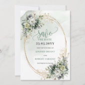 Boho Stof Groen Eucalyptus Waterverf Save The Date (Voorkant)