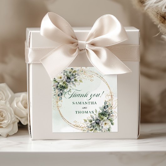 Boho Stof Groen Gift Box Stickers Botanisch Goud