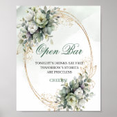 Boho Stof Groen Open Bar Tafelblad Huwelijk Bord Poster (Voorkant)