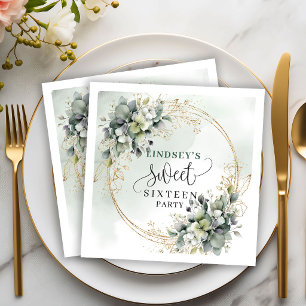 Boho Stof Groen Sweet Sixteen Eucalyptus Feest Na Servet