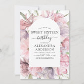 Boho Stof Paars Sweet 16 Verjaardag Bloem Kaart (Voorkant)