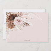 Boho Stof Pink Bruine Bloemige Pampas Gras Bruilof Save The Date (Achterkant)