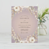 Boho Stof Plum Blad Bruiloft Kaart (Staand voorkant)