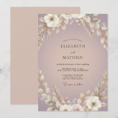 Boho Stof Plum Blad Bruiloft Kaart (Voorkant / Achterkant)