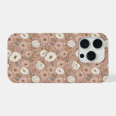Boho Stof Roos Bloem Beige Bloemmotief iPhone Hoesje (Achterkant horizontaal)