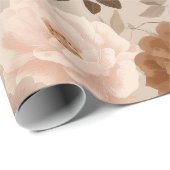 Boho Stof Rose Bloem Beige Bloem Motief Cadeaupapier (Rol Hoek)