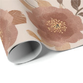 Boho Stof Rose Bloem Beige Bloemmotief Cadeaupapier (Rol Hoek)