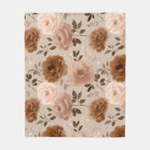 Boho Stof Rose Bloem Beige Bloemmotief Fleece Deken (Voorkant)