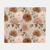 Boho Stof Rose Bloem Beige Bloemmotief Fleece Deken (Voorkant (Horizontaal))