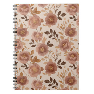 Boho Stof Rose Bloem Beige Bloemmotief Notitieboek
