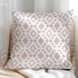 Boho Stof Rose en Witte Navajo Kussen