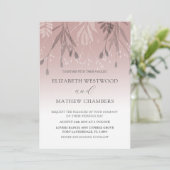 Boho Stof Rose Goud Geperste Bladeren Trouw Kaart (Staand voorkant)