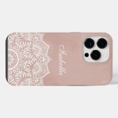 Boho Stof Rose Mandala Aangepaste Naam iPhone Hoesje (Achterkant horizontaal)