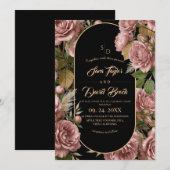 Boho Stof⎮Rosen Bloemen Bruiloft Kaart (Voorkant / Achterkant)