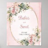 Boho Stof Roze Bloemen Eucalyptus Baby's Lief Poster (Voorkant)