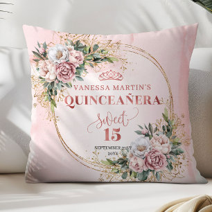 Boho Stof Roze Bloemen Groene Beste Cadeau Quince Kussen