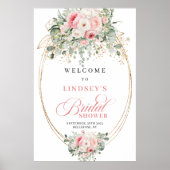 Boho Stof Roze Bloemen Groene Bruiloft Bridal Show Poster (Voorkant)