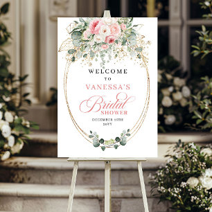 Boho Stof Roze Bloemen Groene Bruiloft Bridal Show Poster