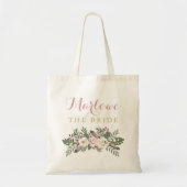 Boho Stof Roze Bloemige Botanische Bruid Tote Bag (Voorkant)