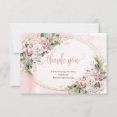Boho Stof Roze Bloemige Eucalyptus Bedankkaart (Voorkant)