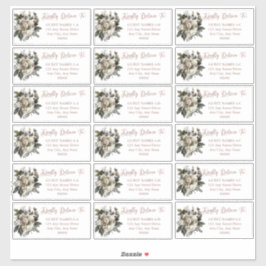 Boho Stof Roze Bloemige Trouw Gast Adreskaart Sticker