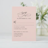 Boho Stof Roze Huwelijksmaaltijd Opties RSVP Kaart (Staand voorkant)
