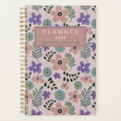 Boho Stof Roze Paarse Bloemige Botanische Patroon Planner (Voorkant)