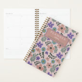 Boho Stof Roze Paarse Bloemige Botanische Patroon Planner (Display)