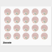 Boho Stof Roze Pampas Gras Bedankje Favoriet Clips Ronde Sticker (Vel)