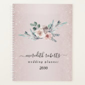 Boho Stof Roze Rozen Blozend Glitter Meerjarig Planner (Voorkant)
