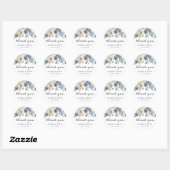 Boho Stofblauw Beige Rustieke Bloemige Bedankt Ronde Sticker (Vel)