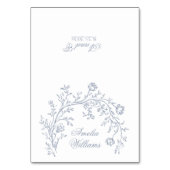 Boho Stofblauw Bloem Boho Trouwplek Kaarten (Voorkant)
