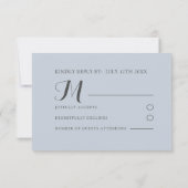 Boho Stofblauw Bloem Bruiloft RSVP Kaartje (Achterkant)